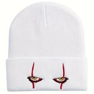 Pennywise "IT" Beanie Hat Stephen Halloween Birthday Christmas Gift White NEW!!